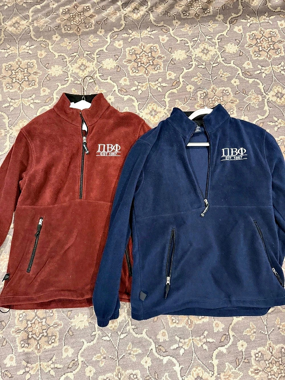 Charles River Apparel Pi Beta Phi Fleece Quarter-Zip Jackets Blue & Red